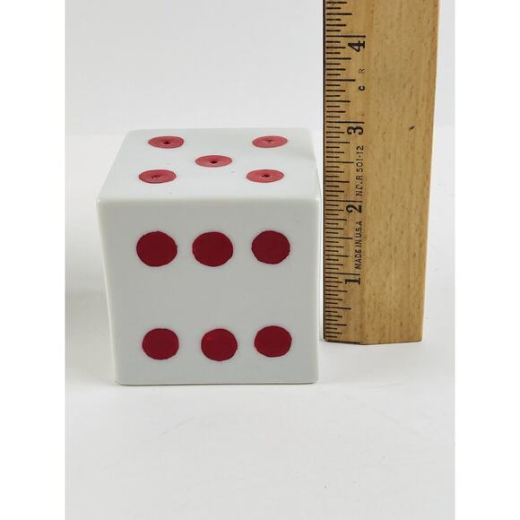 Large Dice Salt Pepper Shaker Set Made In Japan Red Dots Statement Piece Casino - Picture 9 of 10